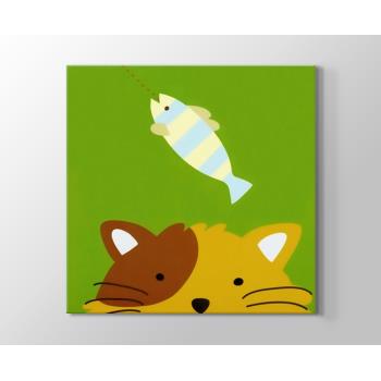Fish and Cat Kanvas Tablo