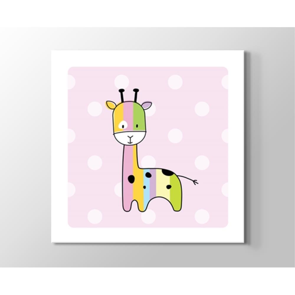 Renkli Zürafa Kanvas Tablo