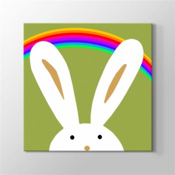 Bunny and the Rainbow Kanvas Tablo