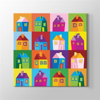 Colored Houses Kanvas Tablo