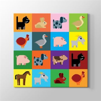 Colored Animals Kanvas Tablo