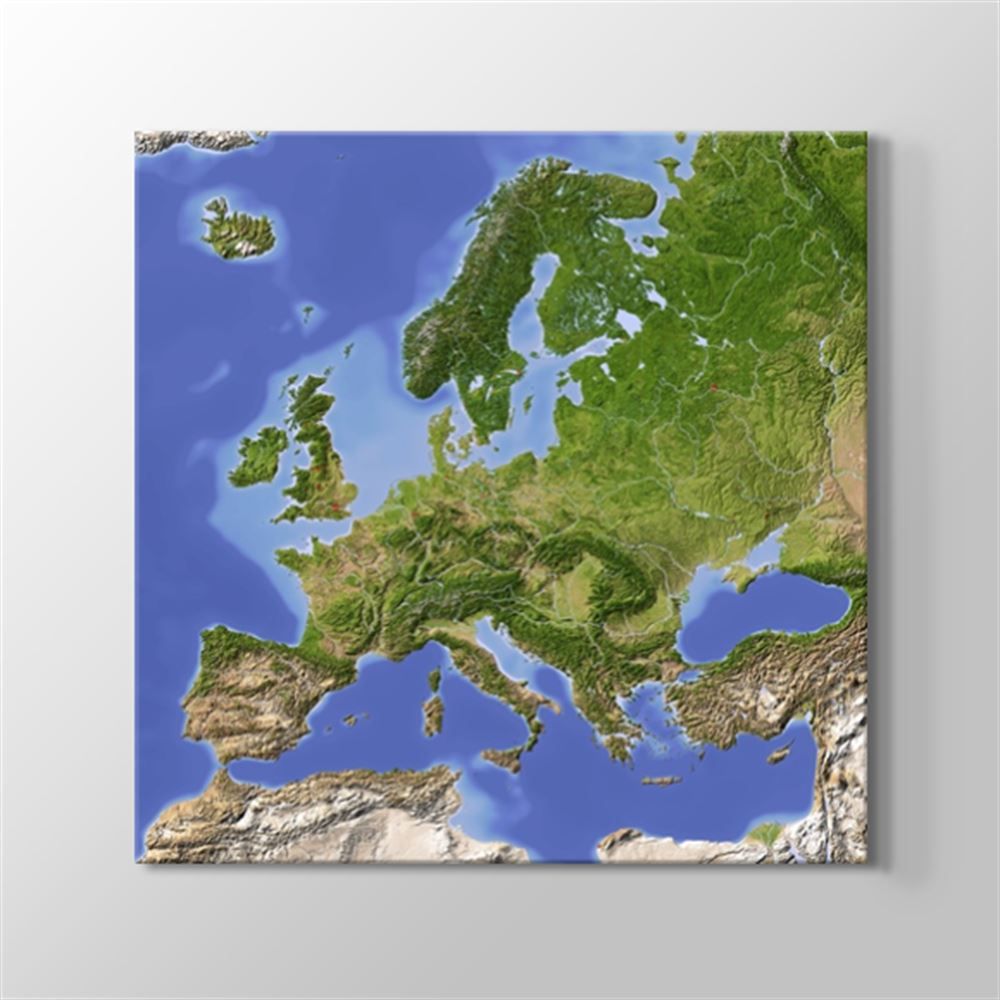 Avrupa Fiziki Harita Kanvas Tablo