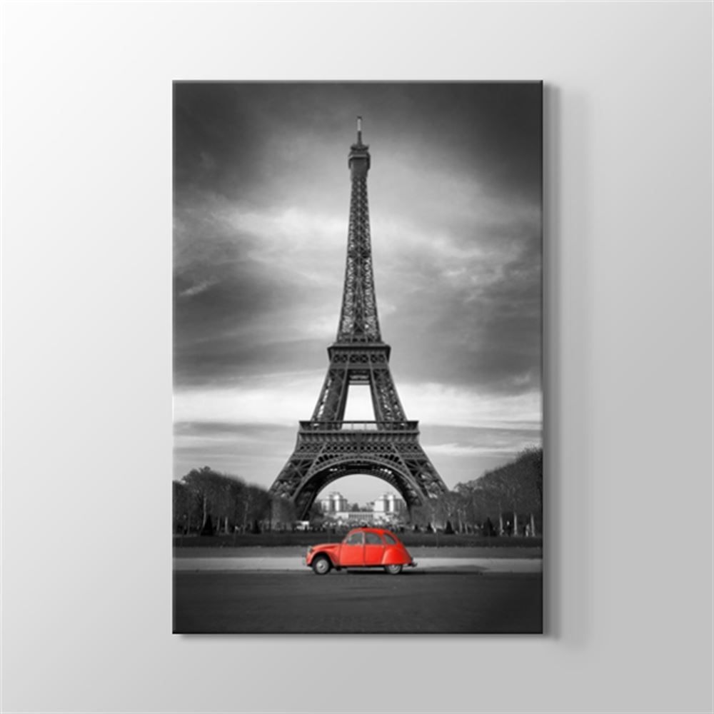 Paris - Red Car Kanvas Tablo
