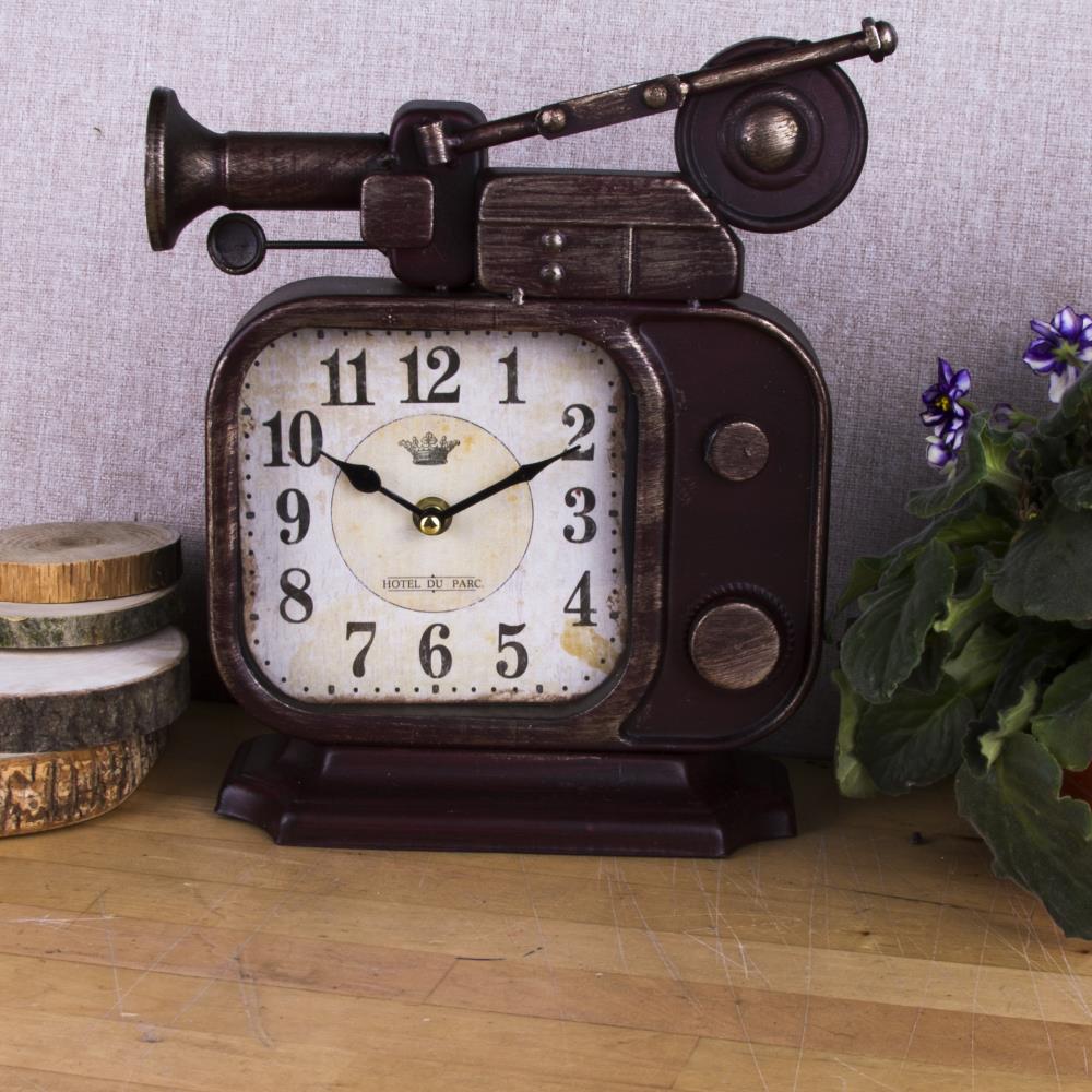 Nostaljik Fotoğraf Makinası Motifli Masaüstü Saat
