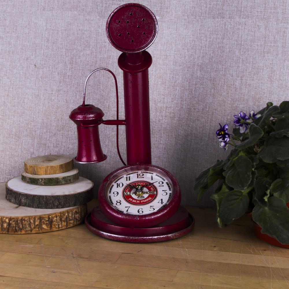 Nostaljik Telefon Motifli Masaüstü Saat