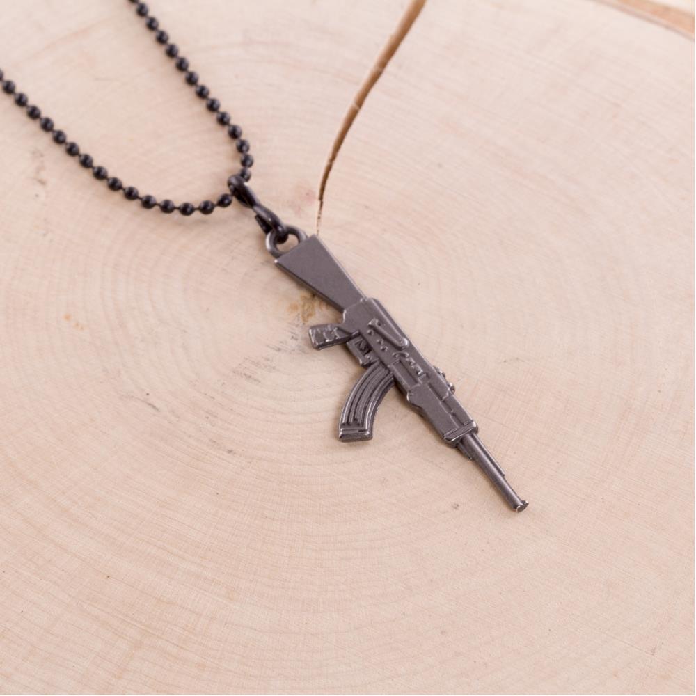 AK-47 Figürlü Metal Top Zincir Kolye