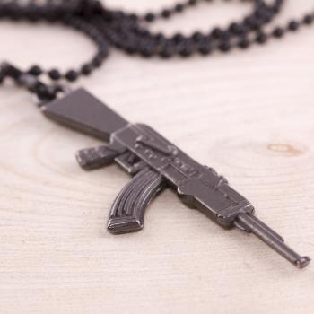 AK-47 Figürlü Metal Top Zincir Kolye
