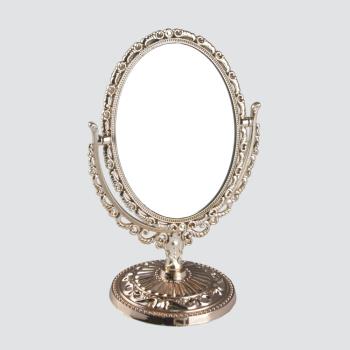 Gümüş Renkli Oval Masa Aynası (20 Cm)