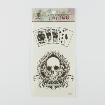 İskambil ve Kuru Kafa Figürlü Tattoo Dövme Sticker