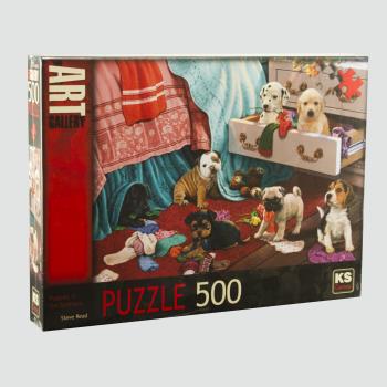 Yavru Köpekler Yatak Odasında 500 Parça Puzzle KS Games