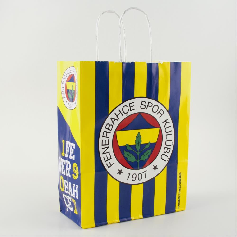 18*8 Fenerbahçe Desenli Büküm Saplı Kağıt Poşet