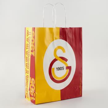 18*8 Galatasaray Desenli Büküm Saplı Kağıt Poşet