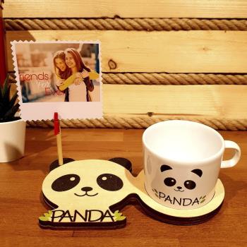 Sevimli Panda Figürlü Ahşap Notluk Kupa Seti
