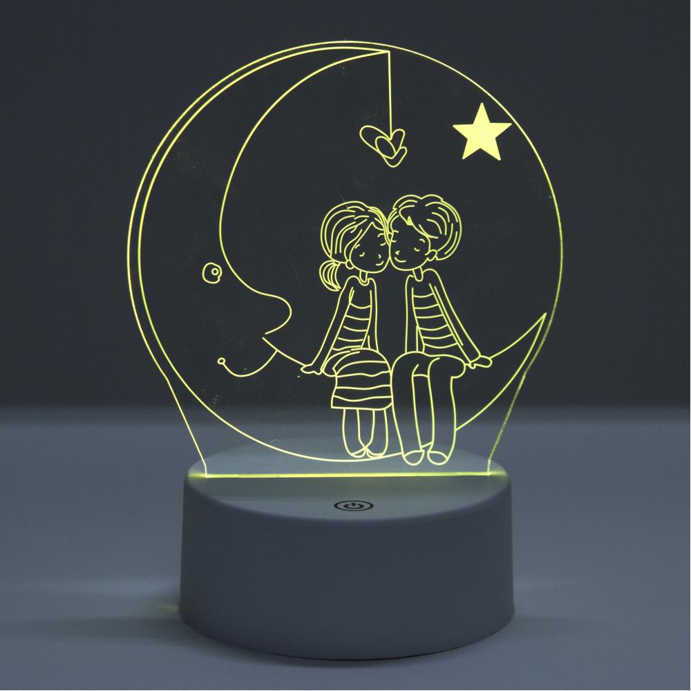 Romantik Aşıklar 3D Dokunmatik Gece Lambası
