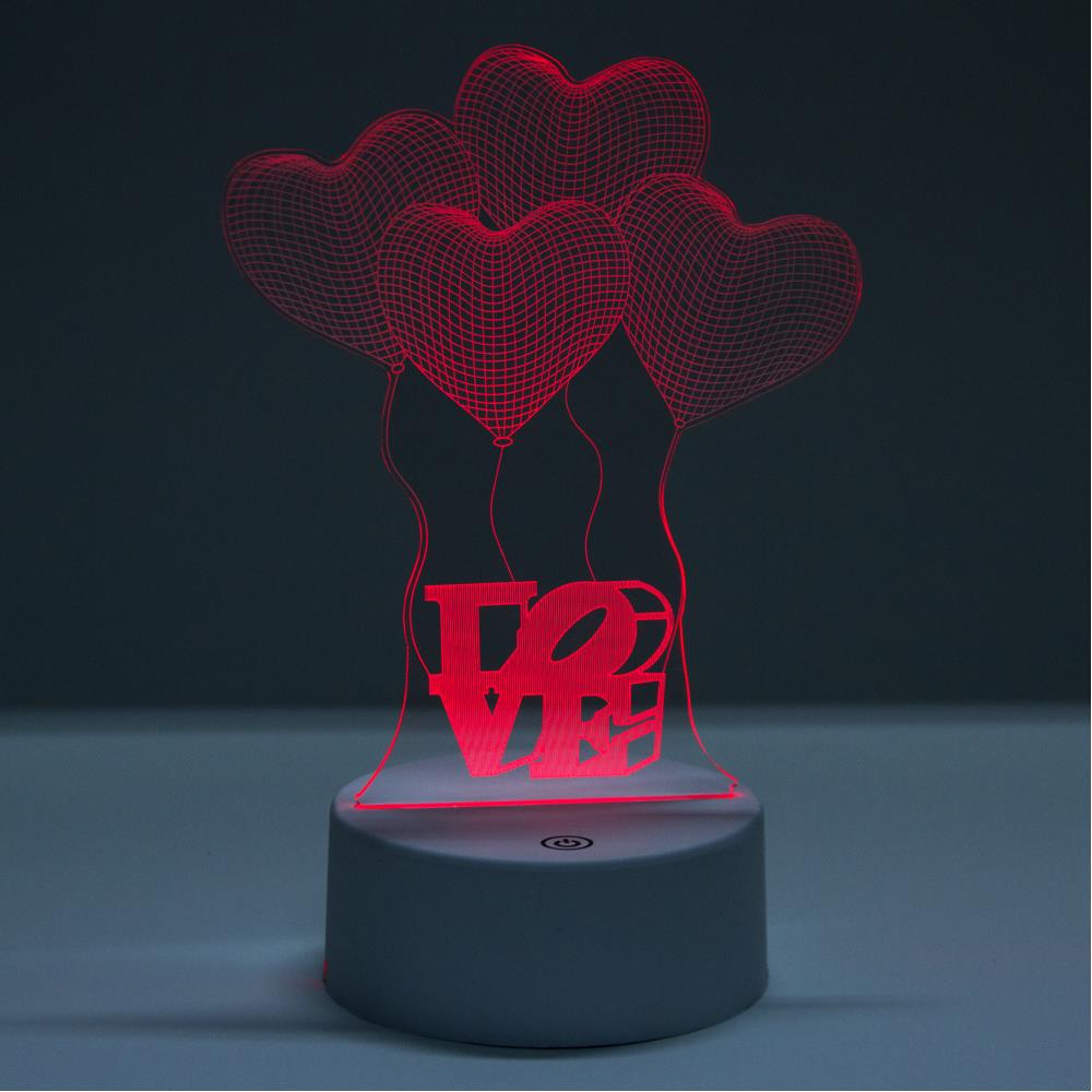 Love Uçan Balonlar 3D Dokunmatik Gece Lambası
