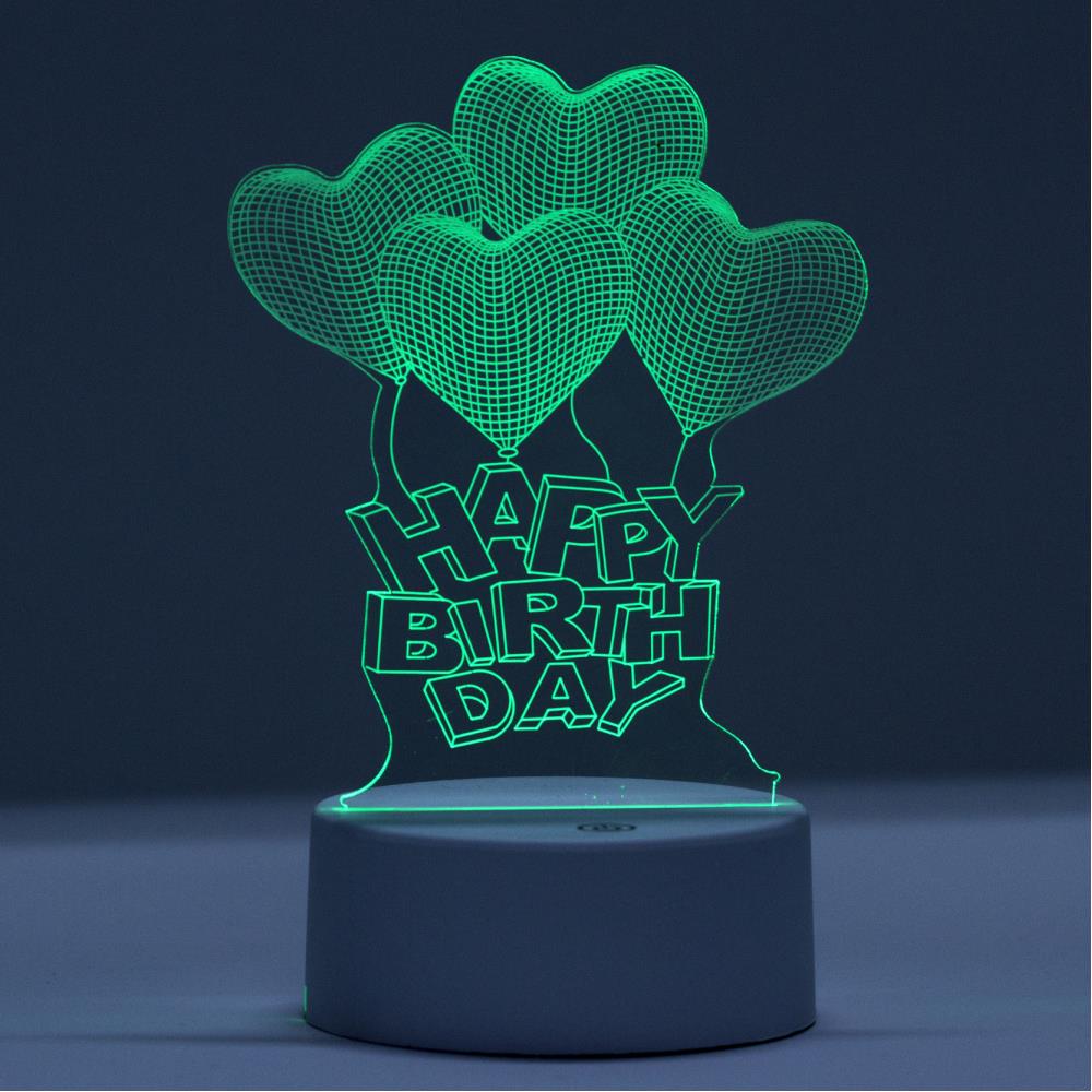 Happy Birth Day Uçan Balonlar 3D Dokunmatik Gece Lambası
