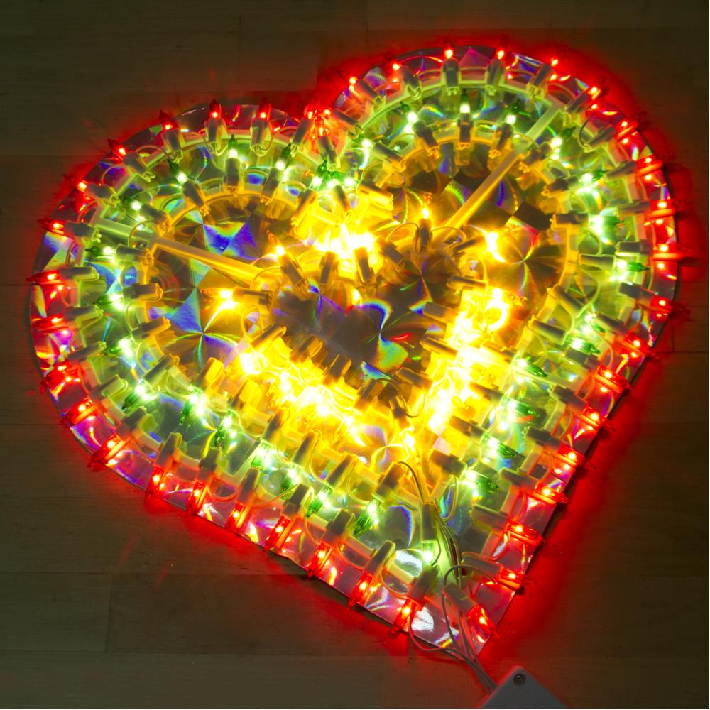 Karışık Renkli Kalpli Işıklı Tablo