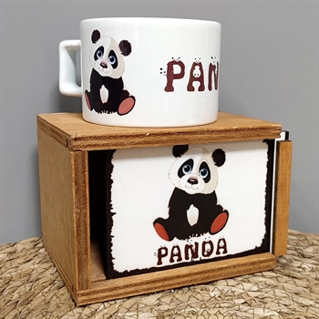 Panda Ahşap Kutulu Kupa