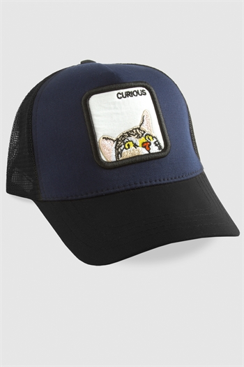Kedi İşlemeli Kasketli Şapka