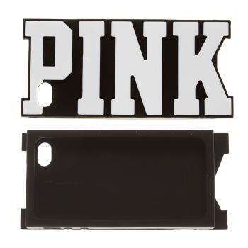 iPhone 4 / 4s Pink Kabartma Yazılı Silikon Kılıf